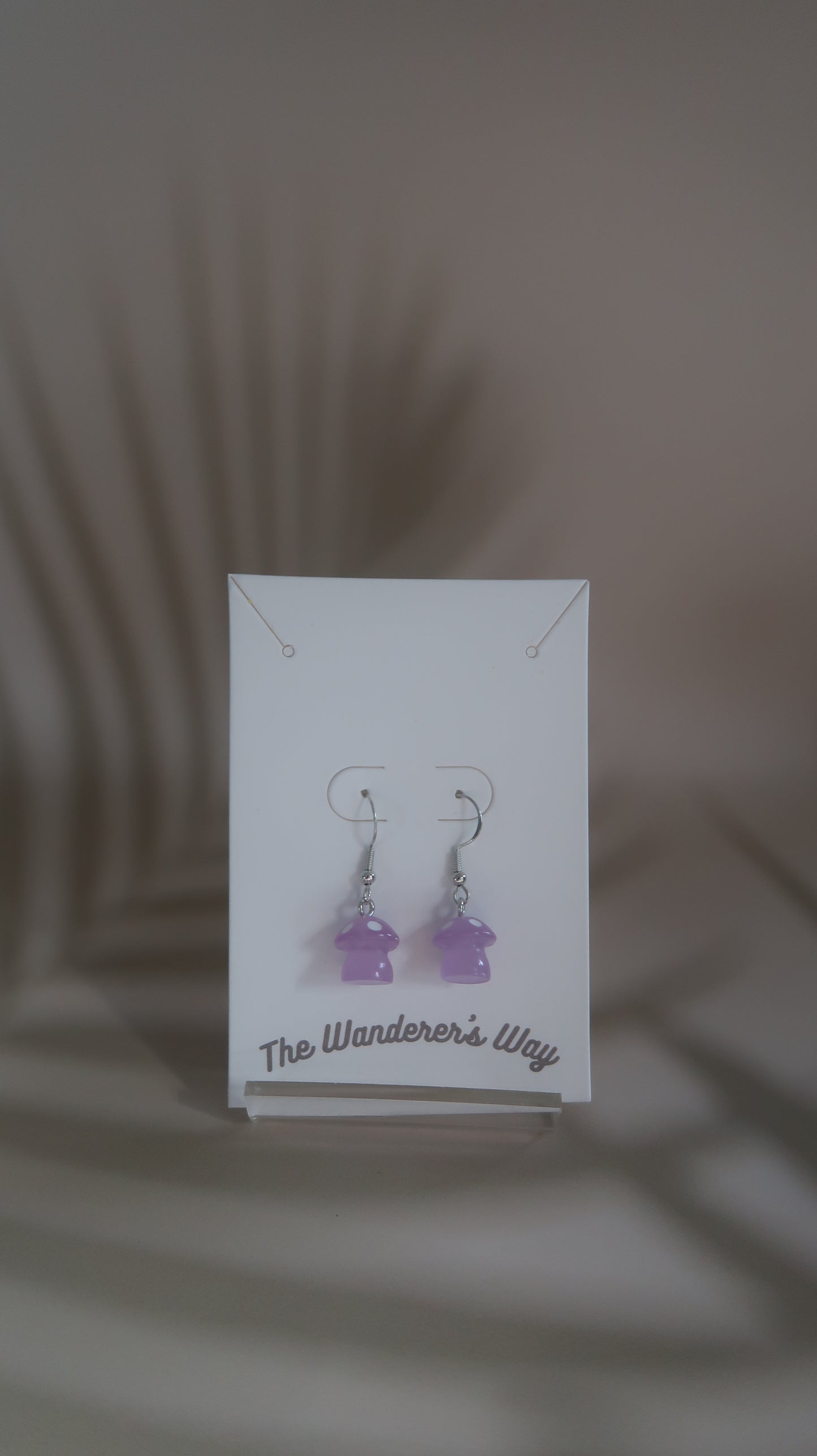 Handmade Lilac Purple Resin Glow In The Dark Mushroom Earrings