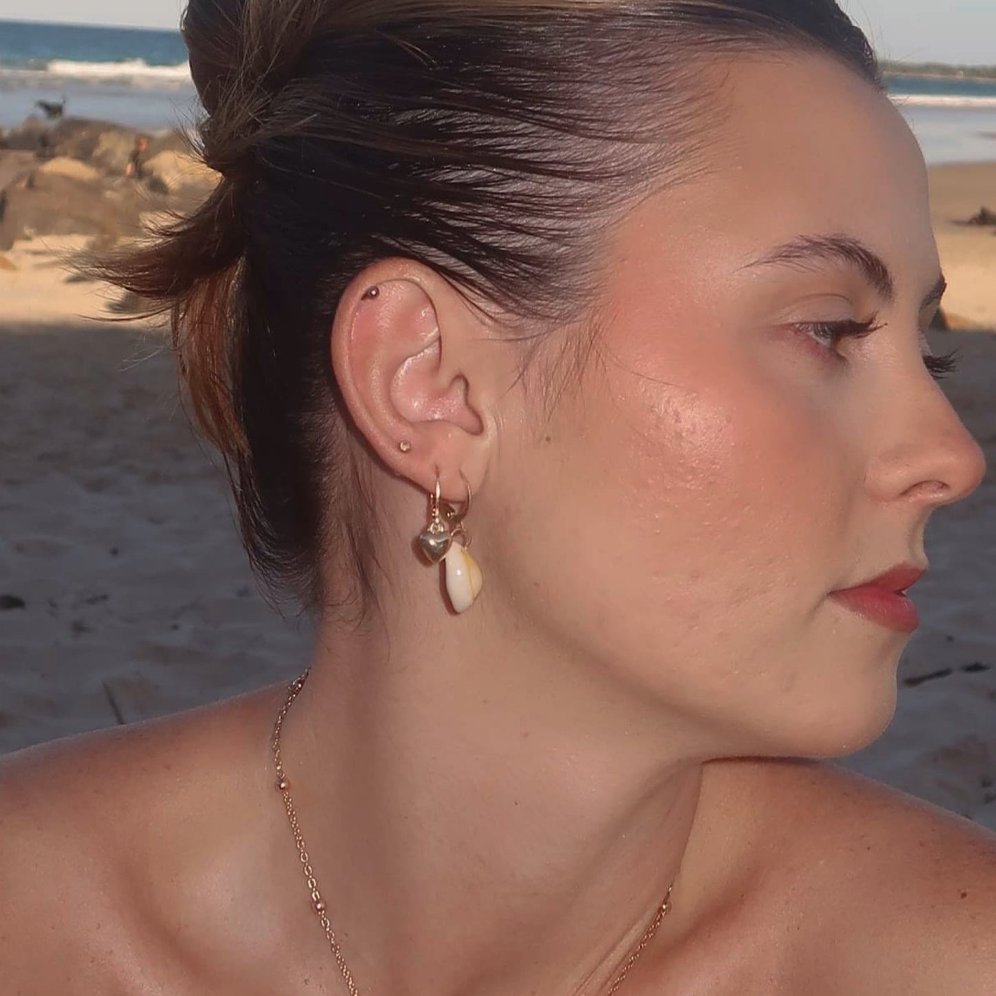 Seashell Pendant Huggie Earrings