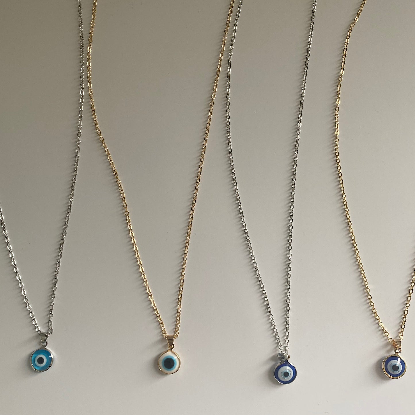 Light Blue Evil Eye Pendant Gold Plated Necklace