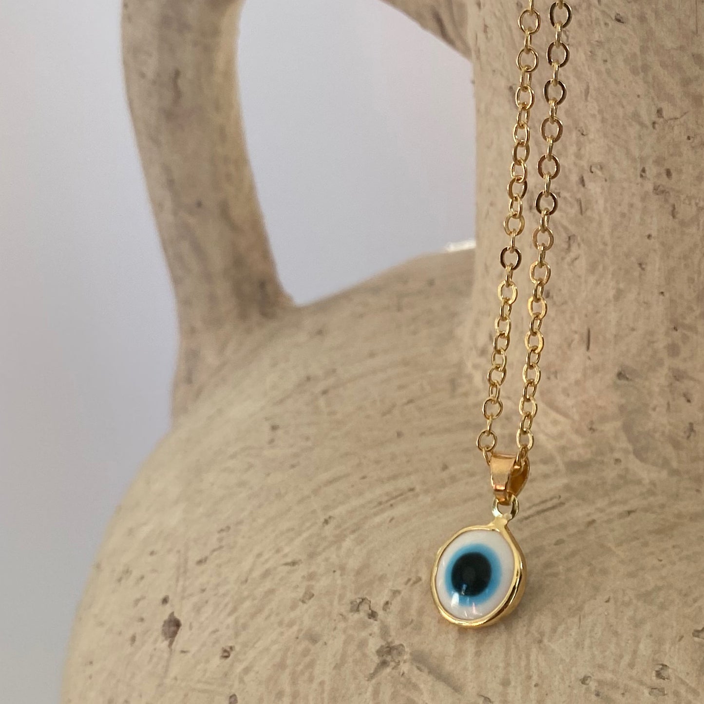 Light Blue Evil Eye Pendant Gold Plated Necklace