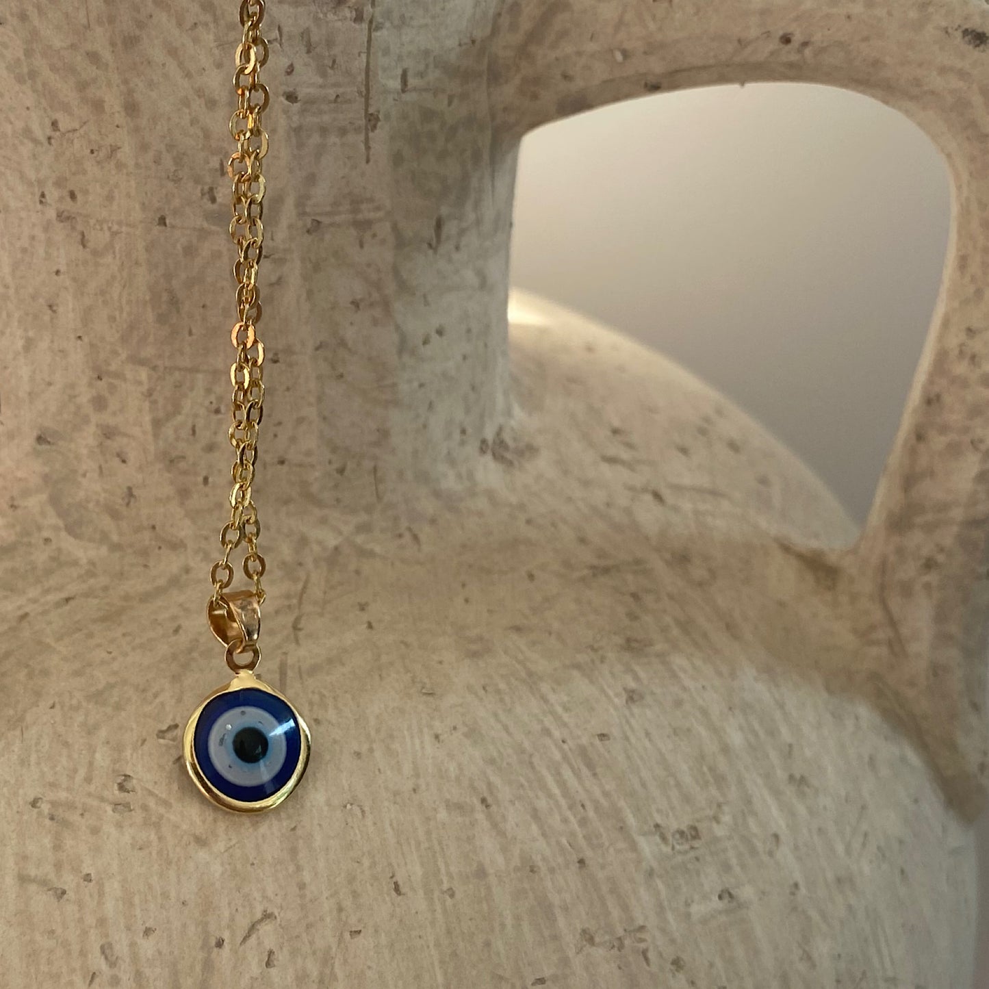 Dark Blue Evil Eye Pendant Gold Plated Necklace