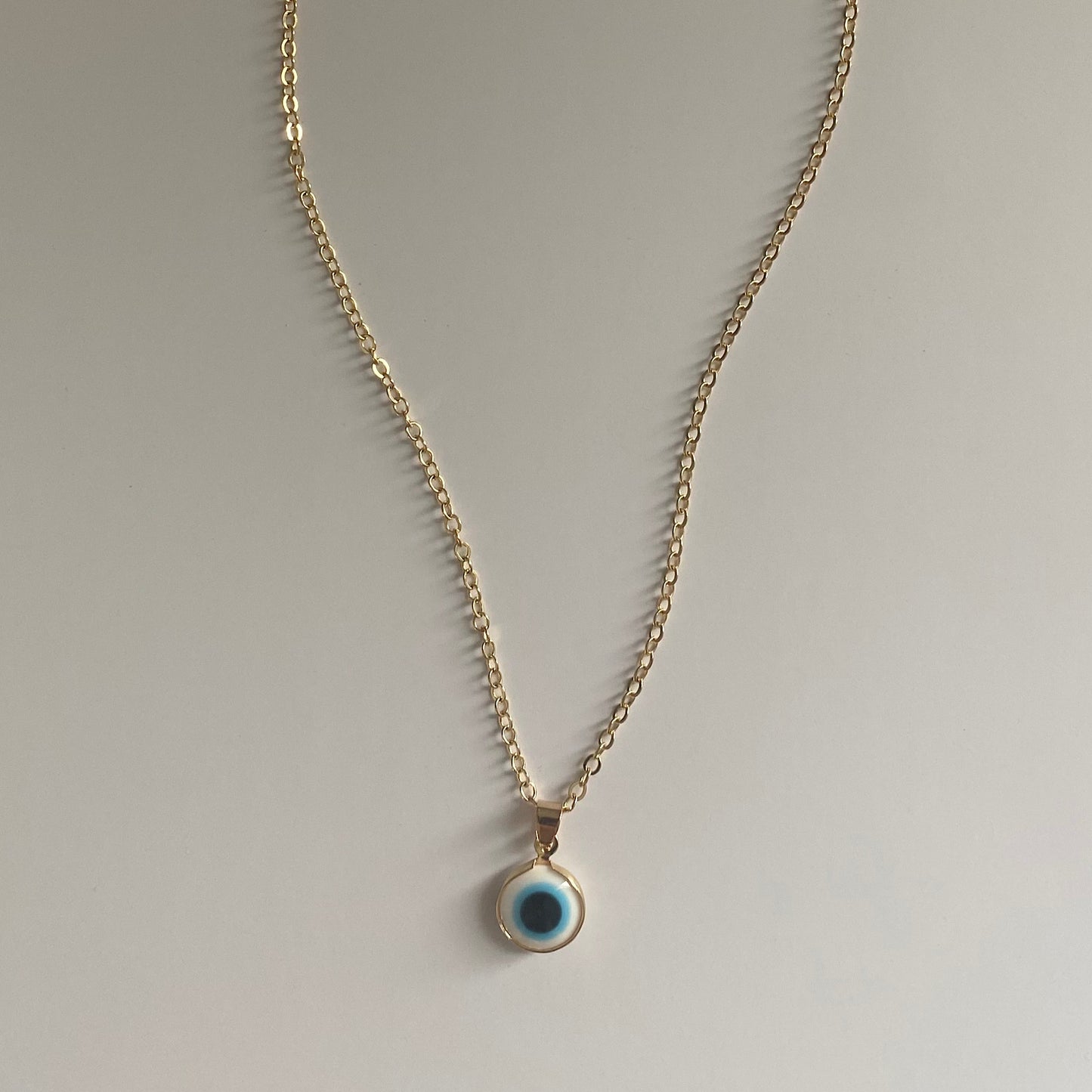 Light Blue Evil Eye Pendant Gold Plated Necklace